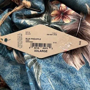 NWT Island Shores XXL Short sleeve Dark Floral tropical pineapple Hawaiian